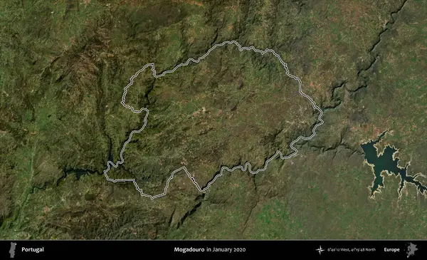 Mogadouro. Portekiz 'in idari alanı, Ocak 2020' de çekilen Global Mozaik Sentinel-2 karolarından oluşan bir uydu görüntüsünde özetlenmiştir.