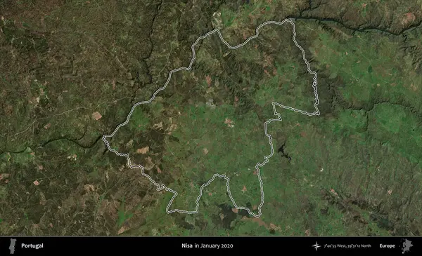 Nisa. Portekiz 'in idari alanı, Ocak 2020' de çekilen Global Mozaik Sentinel-2 karolarından oluşan bir uydu görüntüsünde özetlenmiştir.