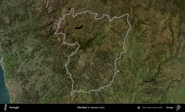 Vila Real. Portekiz 'in idari alanı, Ocak 2020' de çekilen Global Mozaik Sentinel-2 karolarından oluşan bir uydu görüntüsünde özetlenmiştir.