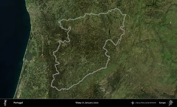 Viseu. Portekiz 'in idari alanı, Ocak 2020' de çekilen Global Mozaik Sentinel-2 karolarından oluşan bir uydu görüntüsünde özetlenmiştir.