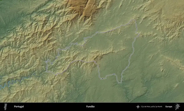 Fundao 'da. Portekiz 'in idari alanı renkli bir yükseklik haritasında özetlenmiştir