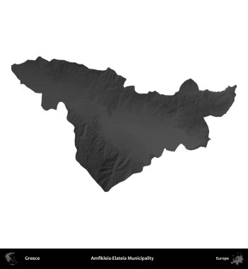 Amfikleia-Elateia Belediyesi. Yunanistan 'ın idari bölgesi gri ölçekli yükseklik haritasında beyaza izole edildi