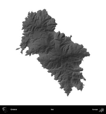 Hayır. Yunanistan 'ın idari bölgesi gri ölçekli yükseklik haritasında beyaza izole edildi