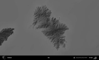 Hayır. Yunanistan 'ın idari alanı kararmış bir gri tonlama yükseklik haritasına vurgulandı ve ana hatları çizildi