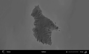 Kuthera. Yunanistan 'ın idari alanı kararmış bir gri tonlama yükseklik haritasına vurgulandı ve ana hatları çizildi