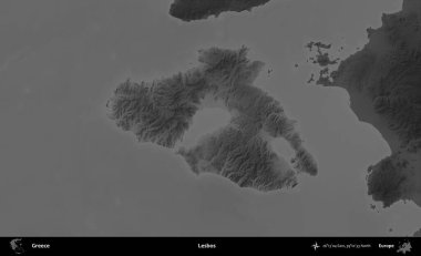 Lezbiyenler. Yunanistan 'ın idari alanı kararmış bir gri tonlama yükseklik haritasına vurgulandı ve ana hatları çizildi