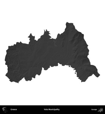 Voio Belediyesi. Yunanistan 'ın idari bölgesi gri ölçekli yükseklik haritasında beyaza izole edildi