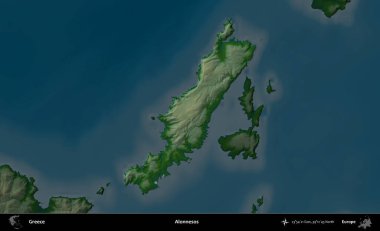 Yalnızlar. Yunanistan 'ın idari alanı koyu renkli bir yükseklik haritasına vurgulandı ve özetlendi