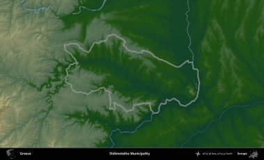 Didimoteiho Belediyesi. Yunanistan 'ın idari bölgesi renkli bir yükseklik haritasında özetlendi