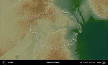 Edessa Belediyesi. Yunanistan 'ın idari bölgesi renkli bir yükseklik haritasında özetlendi