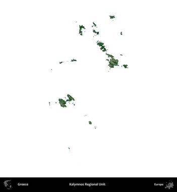 Kalymnos Bölgesel Birimi. Yunanistan 'ın idari bölgesi renkli bir yükseklik haritasında beyaza izole edildi