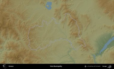 Voio Belediyesi. Yunanistan 'ın idari bölgesi renkli bir yükseklik haritasında özetlendi