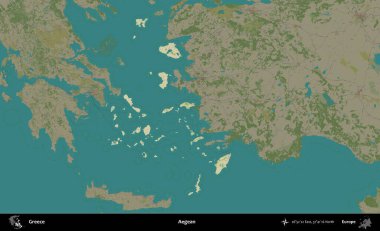 Ege. Yunanistan 'ın idari alanı kararmış Topografik İnsani Yardım Stili Haritasında vurgulandı ve özetlendi