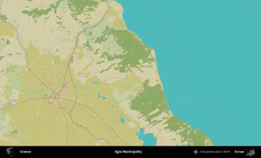 Agia Belediyesi. Yunanistan 'ın Topografik İnsani Stil Haritası İdari Alanı