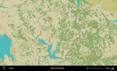 Agrafa Belediyesi. Yunanistan 'ın idari alanı Topografik İnsani Stil Haritasında özetlendi