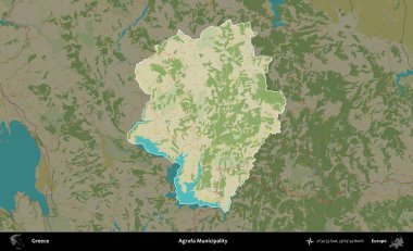 Agrafa Belediyesi. Yunanistan 'ın idari alanı kararmış Topografik İnsani Yardım Stili Haritasında vurgulandı ve özetlendi