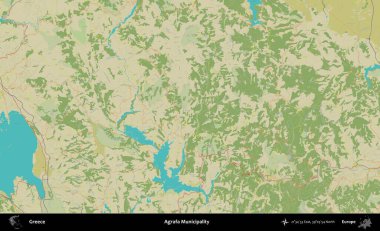 Agrafa Belediyesi. Yunanistan 'ın Topografik İnsani Stil Haritası İdari Alanı