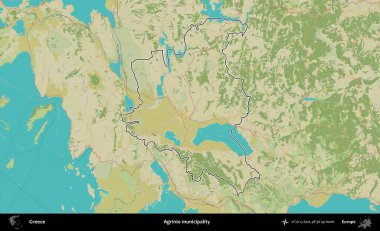 Agrinio belediyesi. Yunanistan 'ın idari alanı Topografik İnsani Stil Haritasında özetlendi