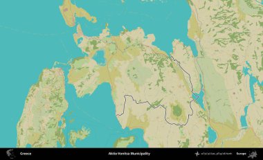 Aktio-Vonitsa Belediyesi. Yunanistan 'ın idari alanı Topografik İnsani Stil Haritasında özetlendi