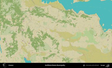 Amfikleia-Elateia Belediyesi. Yunanistan 'ın Topografik İnsani Stil Haritası İdari Alanı