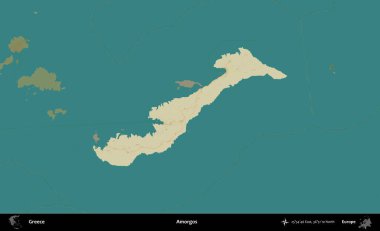 Amorgolar. Yunanistan 'ın idari alanı kararmış Topografik İnsani Yardım Stili Haritasında vurgulandı ve özetlendi