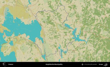 Amphilochia Belediyesi. Yunanistan 'ın idari alanı Topografik İnsani Stil Haritasında özetlendi