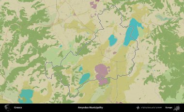 Amyndeo Belediyesi. Yunanistan 'ın idari alanı Topografik İnsani Stil Haritasında özetlendi