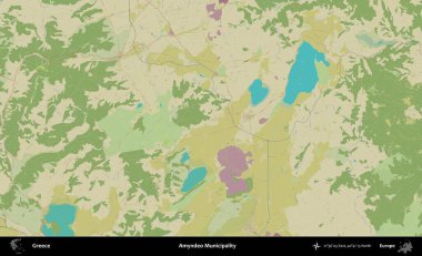 Amyndeo Belediyesi. Yunanistan 'ın Topografik İnsani Stil Haritası İdari Alanı