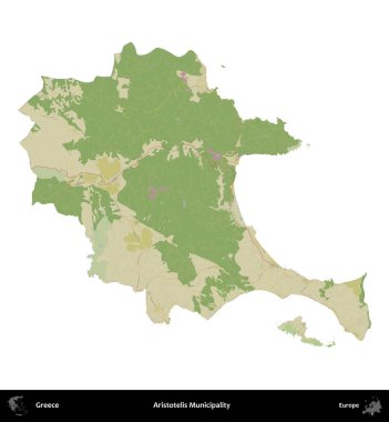 Aristo Belediyesi. Yunanistan 'ın idari bölgesi Topografik İnsani Stil Haritasında beyaza izole edildi