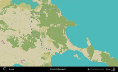 Aristo Belediyesi. Yunanistan 'ın idari alanı Topografik İnsani Stil Haritasında özetlendi