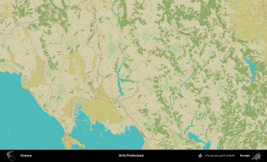 Arta Bölgesi. Yunanistan 'ın Topografik İnsani Stil Haritası İdari Alanı