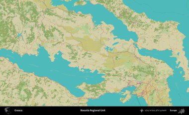 Boeotia Bölgesel Birimi. Yunanistan 'ın Topografik İnsani Stil Haritası İdari Alanı