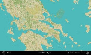 Orta Yunanistan Bölgesi. Yunanistan 'ın Topografik İnsani Stil Haritası İdari Alanı