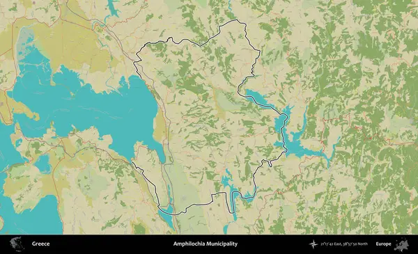 Amphilochia Belediyesi. Yunanistan 'ın idari alanı Topografik İnsani Stil Haritasında özetlendi