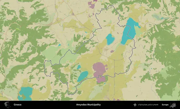Amyndeo Belediyesi. Yunanistan 'ın idari alanı Topografik İnsani Stil Haritasında özetlendi