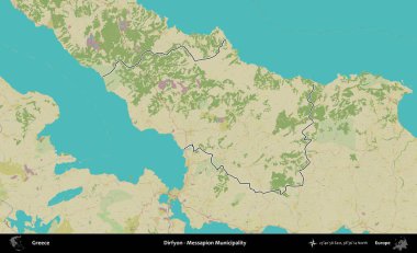 Dirfyon - Messapion Belediyesi. Yunanistan 'ın idari alanı Topografik İnsani Stil Haritasında özetlendi