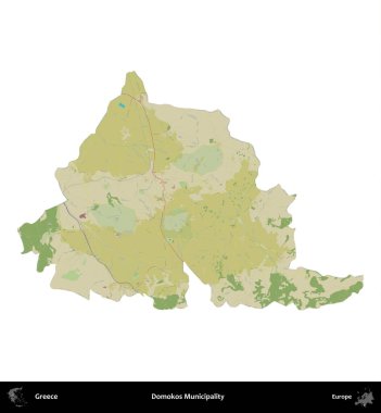 Domokos Belediyesi. Yunanistan 'ın idari bölgesi Topografik İnsani Stil Haritasında beyaza izole edildi