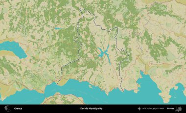 Dorida Belediyesi. Yunanistan 'ın idari alanı Topografik İnsani Stil Haritasında özetlendi