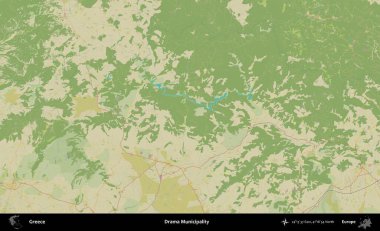 Drama Belediyesi. Yunanistan 'ın Topografik İnsani Stil Haritası İdari Alanı