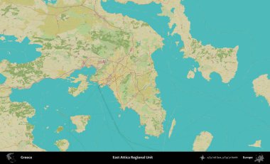 Doğu Attica Bölgesel Birimi. Yunanistan 'ın Topografik İnsani Stil Haritası İdari Alanı