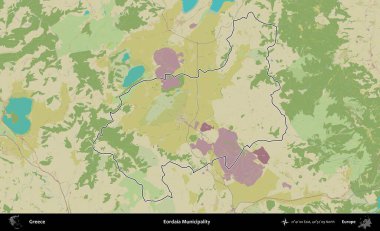 Eordaia Belediyesi. Yunanistan 'ın idari alanı Topografik İnsani Stil Haritasında özetlendi