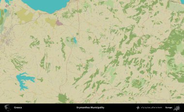 Erymanthos Belediyesi. Yunanistan 'ın Topografik İnsani Stil Haritası İdari Alanı
