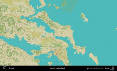 Euboea bölgesel birimi. Yunanistan 'ın Topografik İnsani Stil Haritası İdari Alanı