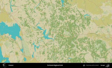 Evritania Bölgesel Birimi. Yunanistan 'ın Topografik İnsani Stil Haritası İdari Alanı