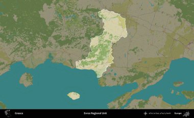 Evros Bölgesel Birimi. Yunanistan 'ın idari alanı kararmış Topografik İnsani Yardım Stili Haritasında vurgulandı ve özetlendi