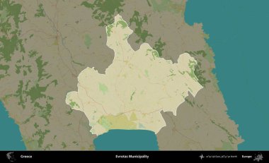 Evrotas Belediyesi. Yunanistan 'ın idari alanı kararmış Topografik İnsani Yardım Stili Haritasında vurgulandı ve özetlendi