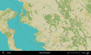 Filiates Belediyesi. Yunanistan 'ın Topografik İnsani Stil Haritası İdari Alanı