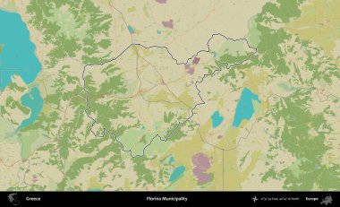 Florina Belediyesi. Yunanistan 'ın idari alanı Topografik İnsani Stil Haritasında özetlendi