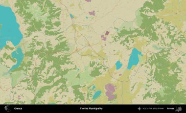 Florina Belediyesi. Yunanistan 'ın Topografik İnsani Stil Haritası İdari Alanı