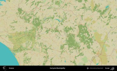Gortynia Belediyesi. Yunanistan 'ın Topografik İnsani Stil Haritası İdari Alanı